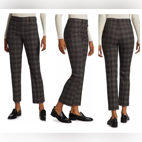 Theory Straight Plaid Wool Pants Trousers Sz2 - Picture 3 of 12